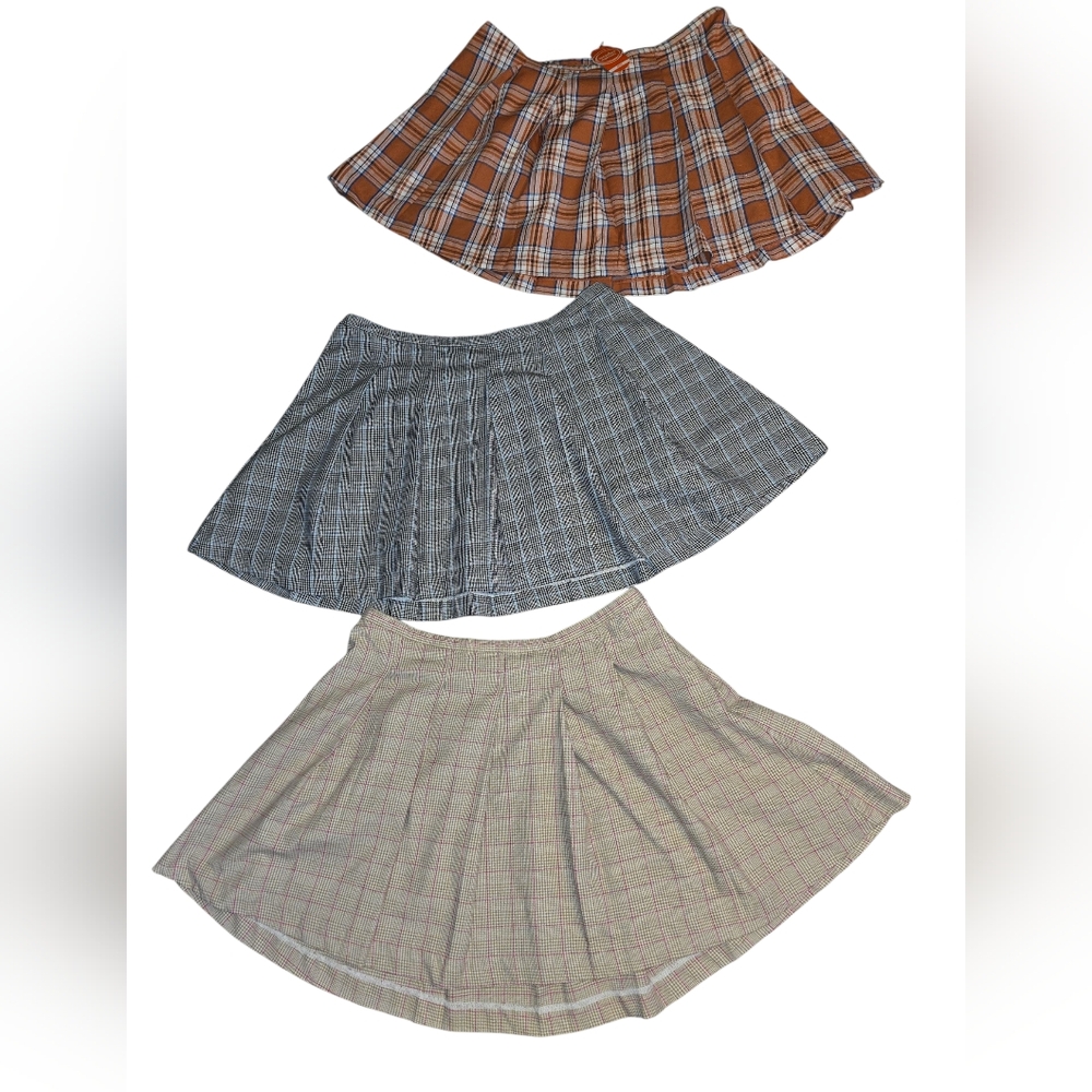 Back To School 3 Wonder Nation Plaid Pleated Skirts Plus Size GIRLS 14-16